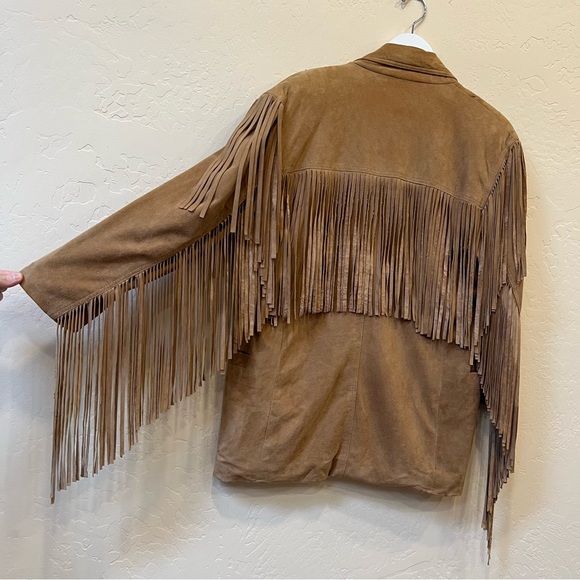 Vintage Western Open Front Super Soft Tan Suade Boho Jacket - Picture 13 of 17